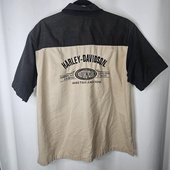 Vintage Harley Davidson Button Up Short Sleeve Shirt Mechanic Motorcycle Mens XL - Picture 6 of 9